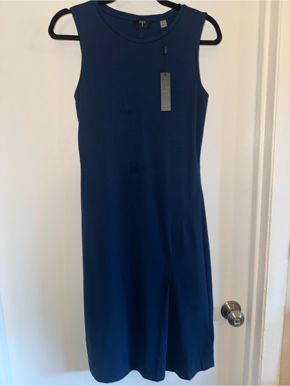 Tahari Phantom Ink Navy Sleeveless Midi Dress XS NWT $98